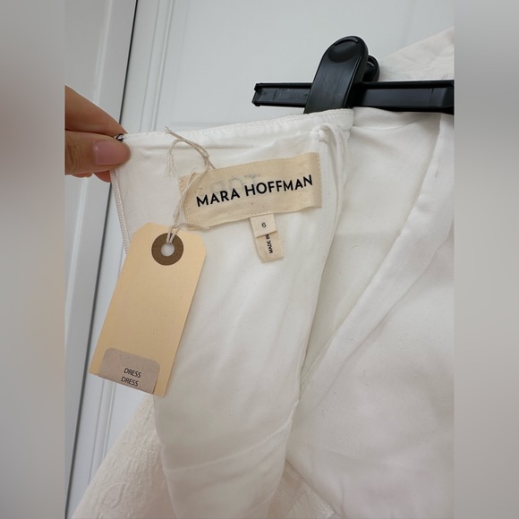 Mara Hoffman Maia White Linen Strapless Dress with Rose - Picture 12 of 12